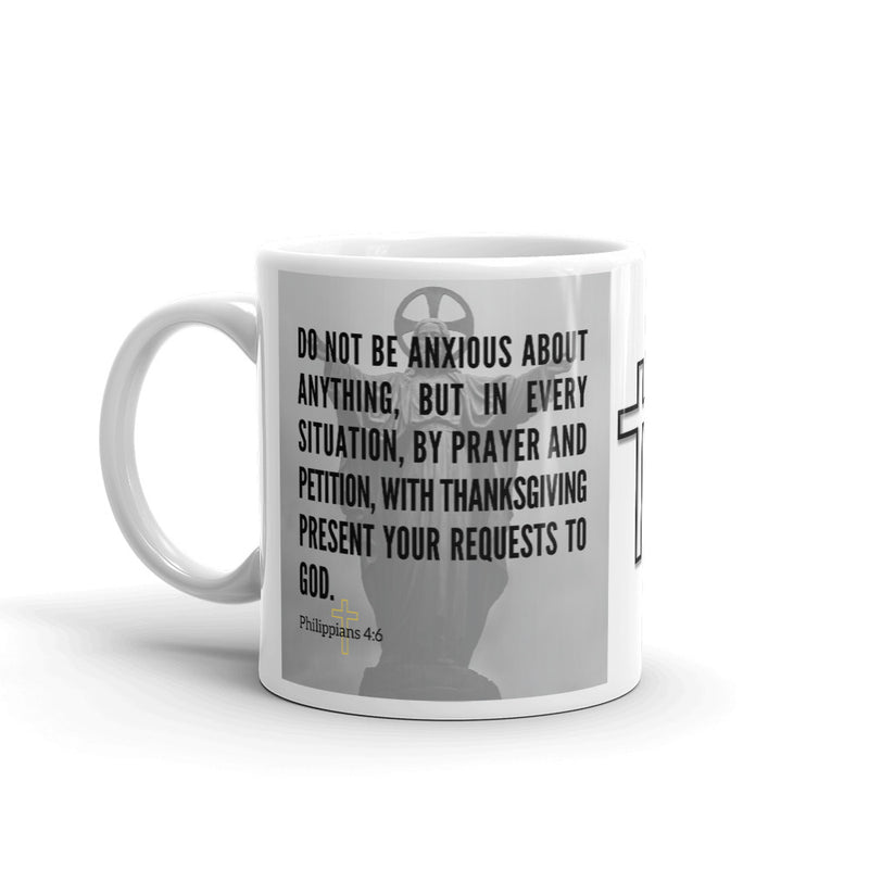 Philippians 4:6 Bible Verse Gift Coffee Mug with Image of Christ