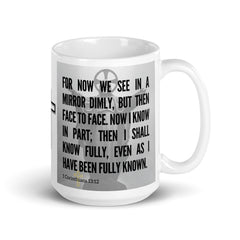 1 Corinthians 13:12 Bible Verse Gift Coffee Mug with Image of Christ