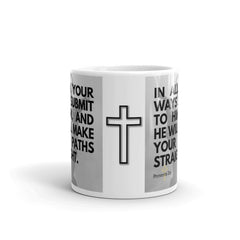 Proverbs 3:6 Bible Verse Gift Coffee Mug with Image of Christ