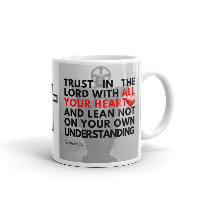 Proverbs 3:5 Bible Verse Gift Coffee Mug with Image of Christ