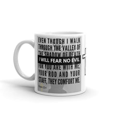 Psalm 23:4 Bible Verse Gift Coffee Mug with Image of Christ