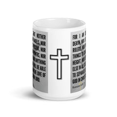 Romans 8:38-39 Bible Verse Gift Coffee Mug with Image of Christ