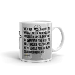 Isaiah 43:2 Bible Verse Gift Coffee Mug with Image of Christ