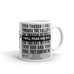 Psalm 23:4 Bible Verse Gift Coffee Mug with Image of Christ