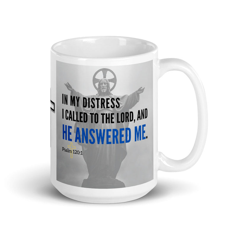 Psalm 120:1 Bible Verse Gift Coffee Mug with Image of Christ