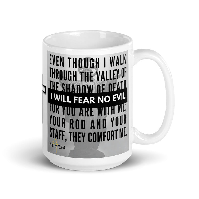 Psalm 23:4 Bible Verse Gift Coffee Mug with Image of Christ