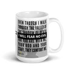 Psalm 23:4 Bible Verse Gift Coffee Mug with Image of Christ