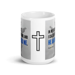 Psalm 120:1 Bible Verse Gift Coffee Mug with Image of Christ