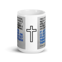 Philippians 4:8 Bible Verse Gift Coffee Mug with Image of Christ