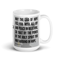 Romans 15:13 Bible Verse Gift Coffee Mug with Image of Christ