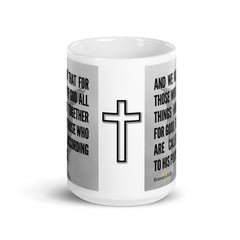 Romans 8:28 Bible Verse Gift Coffee Mug with Image of Christ