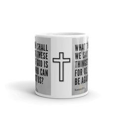 Romans 8:31 Bible Verse Gift Coffee Mug with Image of Christ