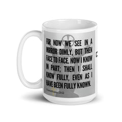 1 Corinthians 13:12 Bible Verse Gift Coffee Mug with Image of Christ