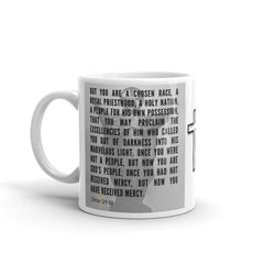 1 Peter 2:9-10 Bible Verse Gift Coffee Mug with Image of Christ