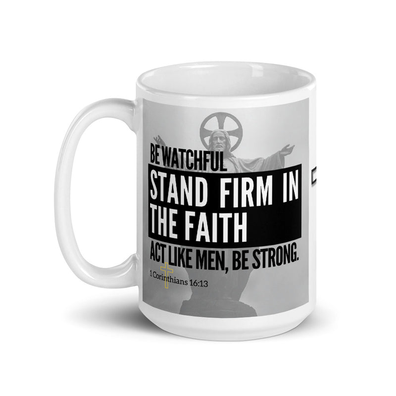 1 Corinthians 16:13 Bible Verse Gift Coffee Mug with Image of Christ