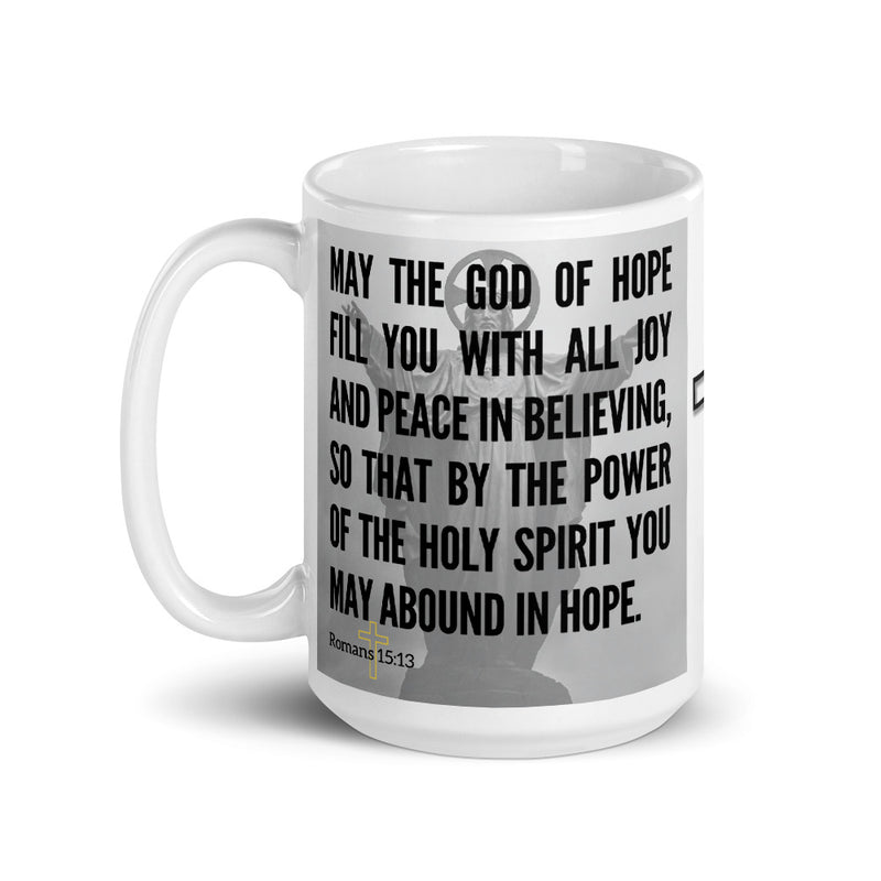 Romans 15:13 Bible Verse Gift Coffee Mug with Image of Christ