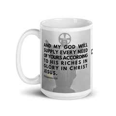 Philippians 4:19 Bible Verse Gift Coffee Mug with Image of Christ