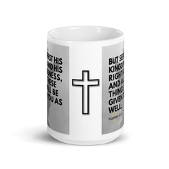 Matthew 6:33 Bible Verse Gift Coffee Mug with Image of Christ