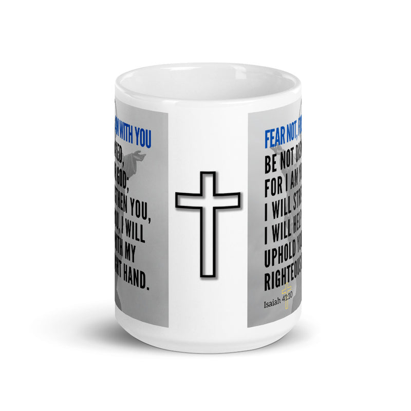 Isaiah 41:10 Bible Verse Gift Coffee Mug with Image of Christ