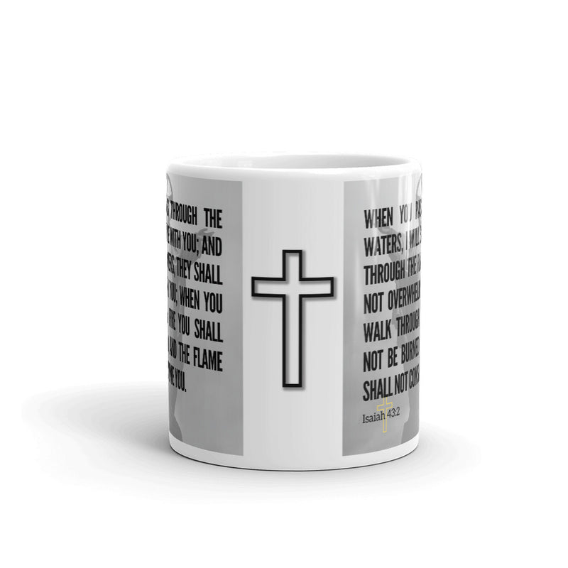 Isaiah 43:2 Bible Verse Gift Coffee Mug with Image of Christ