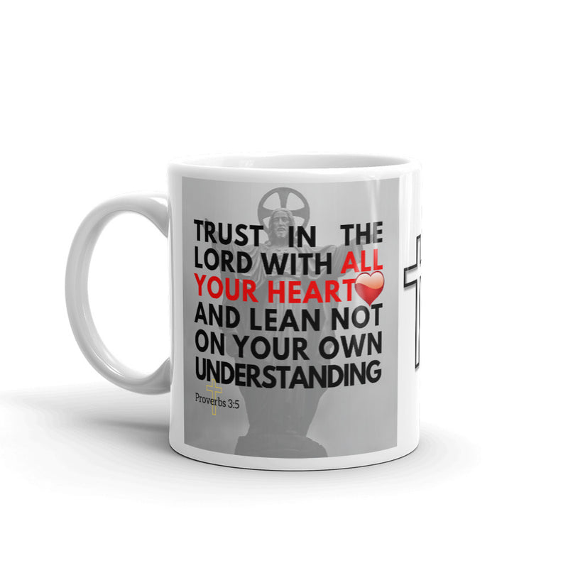 Proverbs 3:5 Bible Verse Gift Coffee Mug with Image of Christ