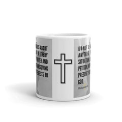 Philippians 4:6 Bible Verse Gift Coffee Mug with Image of Christ