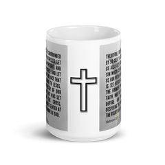 Hebrews 12:1-2 Bible Verse Gift Coffee Mug with Image of Christ