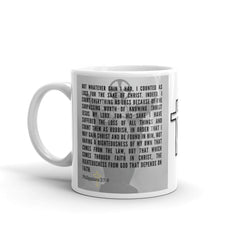 Philippians 3:7-9 Bible Verse Gift Coffee Mug with Image of Christ