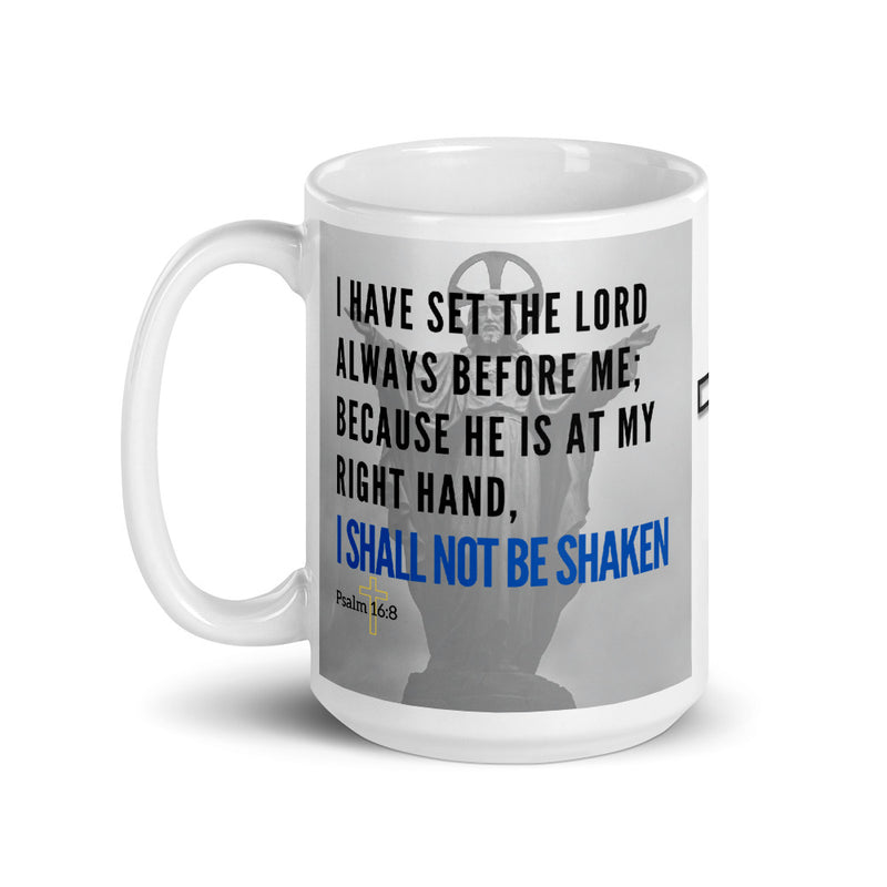 Psalm 16:8 Bible Verse Gift Coffee Mug with Image of Christ