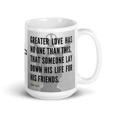 John 15:13 Bible Verse Gift Coffee Mug with Image of Christ