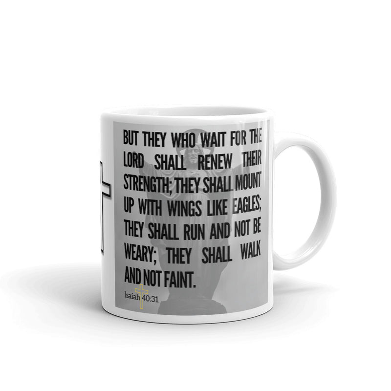 Isaiah 40:31 Bible Verse Gift Coffee Mug with Image of Christ