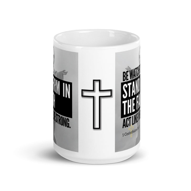 1 Corinthians 16:13 Bible Verse Gift Coffee Mug with Image of Christ