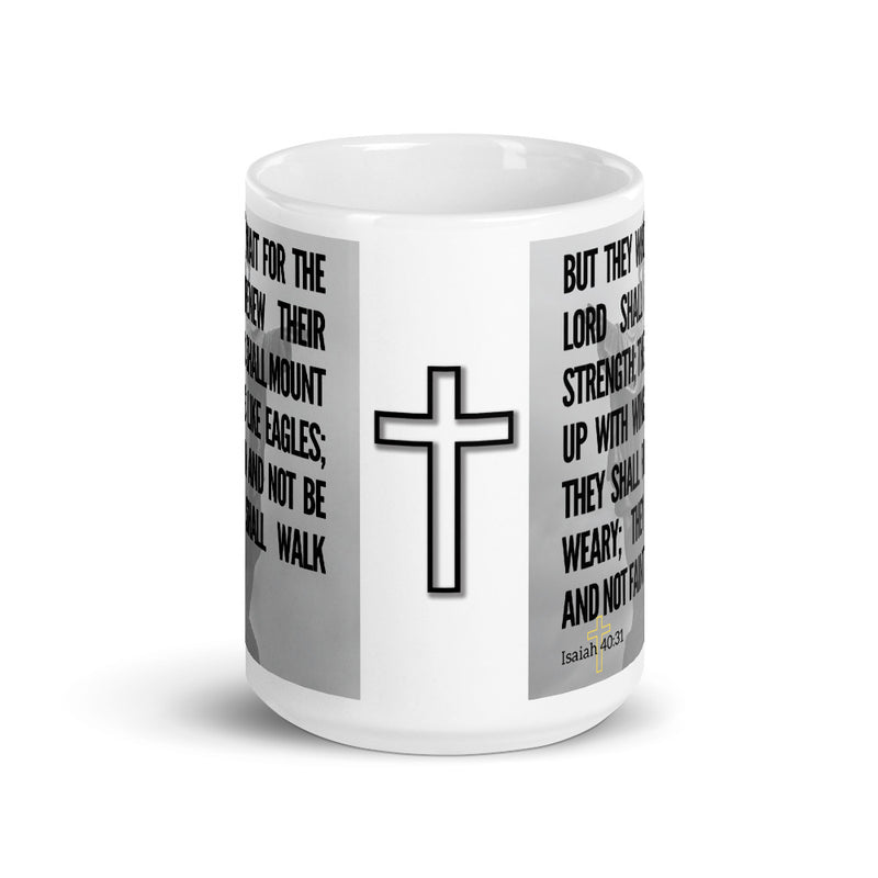 Isaiah 40:31 Bible Verse Gift Coffee Mug with Image of Christ