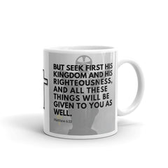 Matthew 6:33 Bible Verse Gift Coffee Mug with Image of Christ