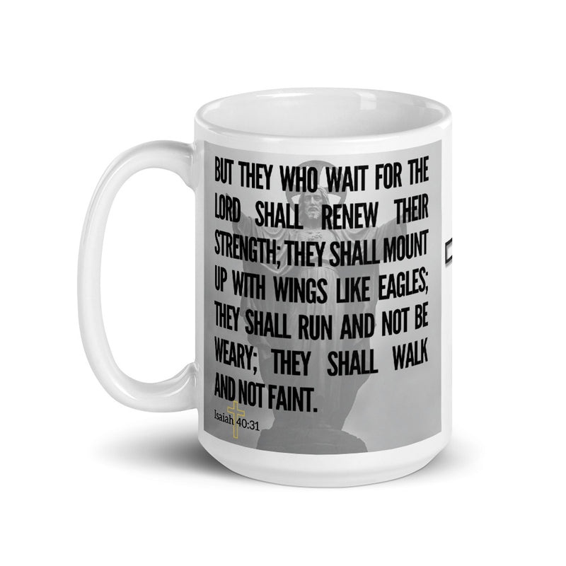 Isaiah 40:31 Bible Verse Gift Coffee Mug with Image of Christ