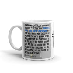 2 Corinthians 4:16-18 Bible Verse Gift Coffee Mug with Image of Christ