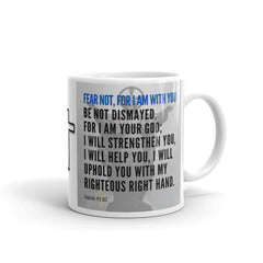 Isaiah 41:10 Bible Verse Gift Coffee Mug with Image of Christ