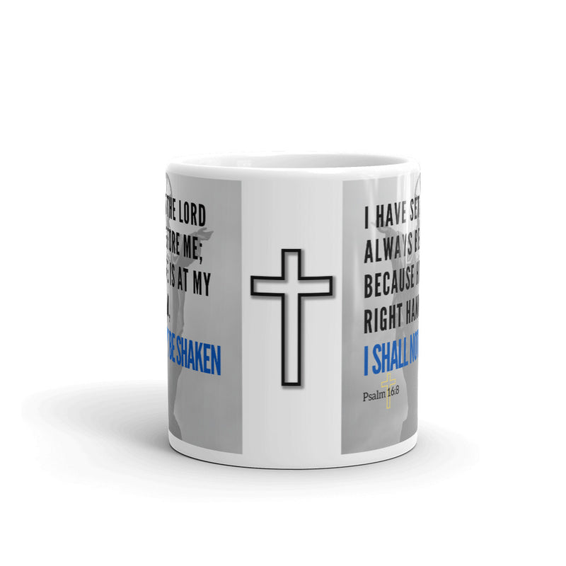 Psalm 16:8 Bible Verse Gift Coffee Mug with Image of Christ