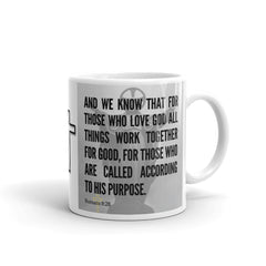 Romans 8:28 Bible Verse Gift Coffee Mug with Image of Christ