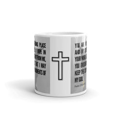 Psalm 119:114-115 Bible Verse Gift Coffee Mug with Image of Christ