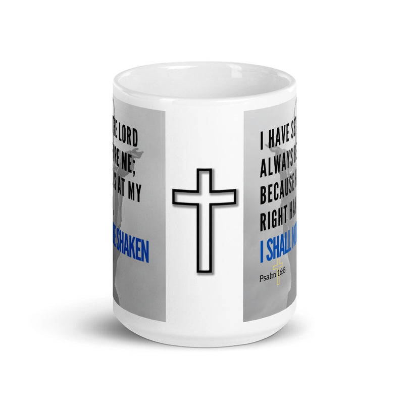 Psalm 16:8 Bible Verse Gift Coffee Mug with Image of Christ