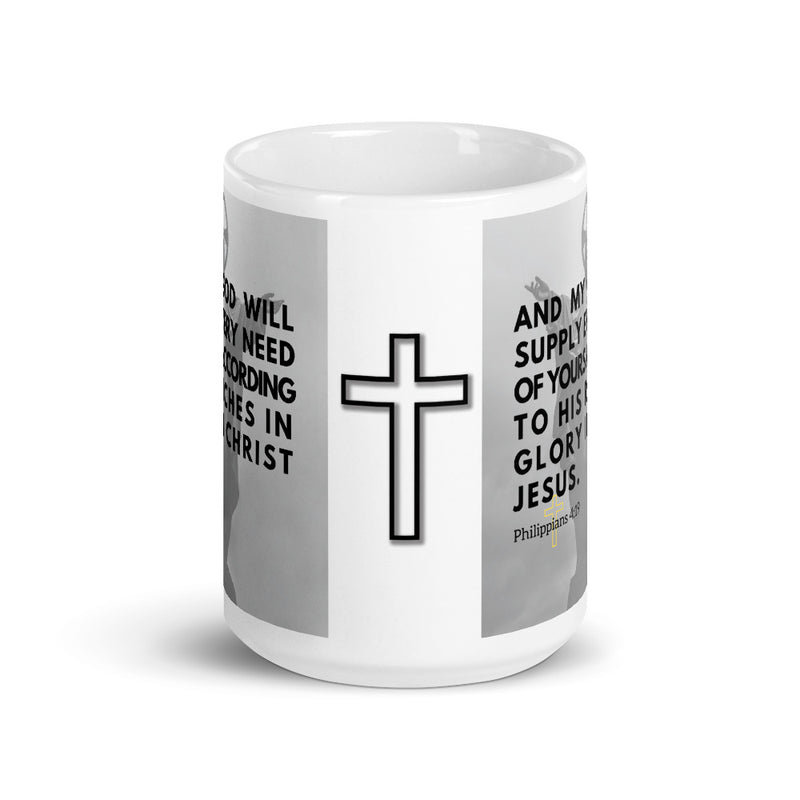 Philippians 4:19 Bible Verse Gift Coffee Mug with Image of Christ