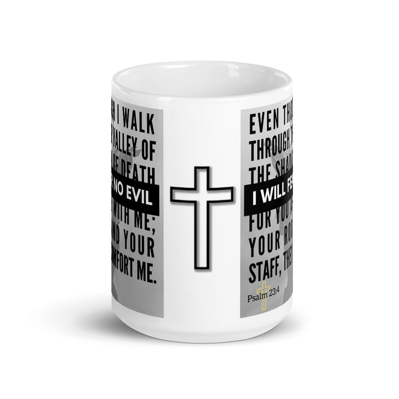 Psalm 23:4 Bible Verse Gift Coffee Mug with Image of Christ