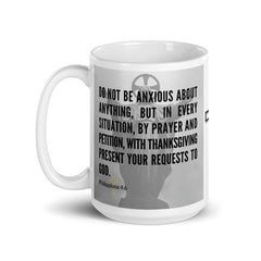 Philippians 4:6 Bible Verse Gift Coffee Mug with Image of Christ