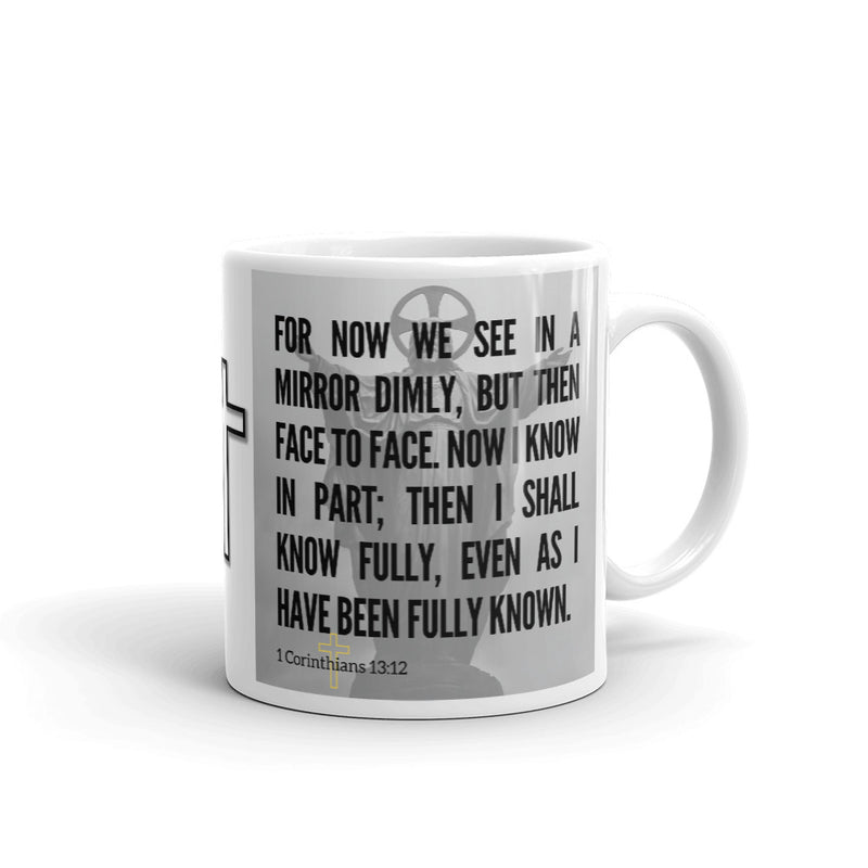 1 Corinthians 13:12 Bible Verse Gift Coffee Mug with Image of Christ