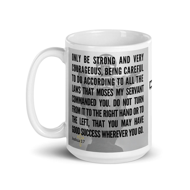 Joshua 1:7 Bible Verse Gift Coffee Mug with Image of Christ