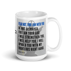 Isaiah 41:10 Bible Verse Gift Coffee Mug with Image of Christ