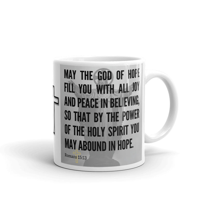 Romans 15:13 Bible Verse Gift Coffee Mug with Image of Christ