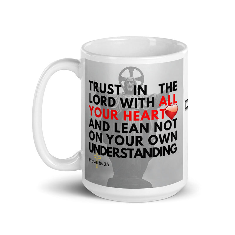 Proverbs 3:5 Bible Verse Gift Coffee Mug with Image of Christ