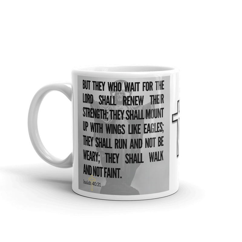 Isaiah 40:31 Bible Verse Gift Coffee Mug with Image of Christ